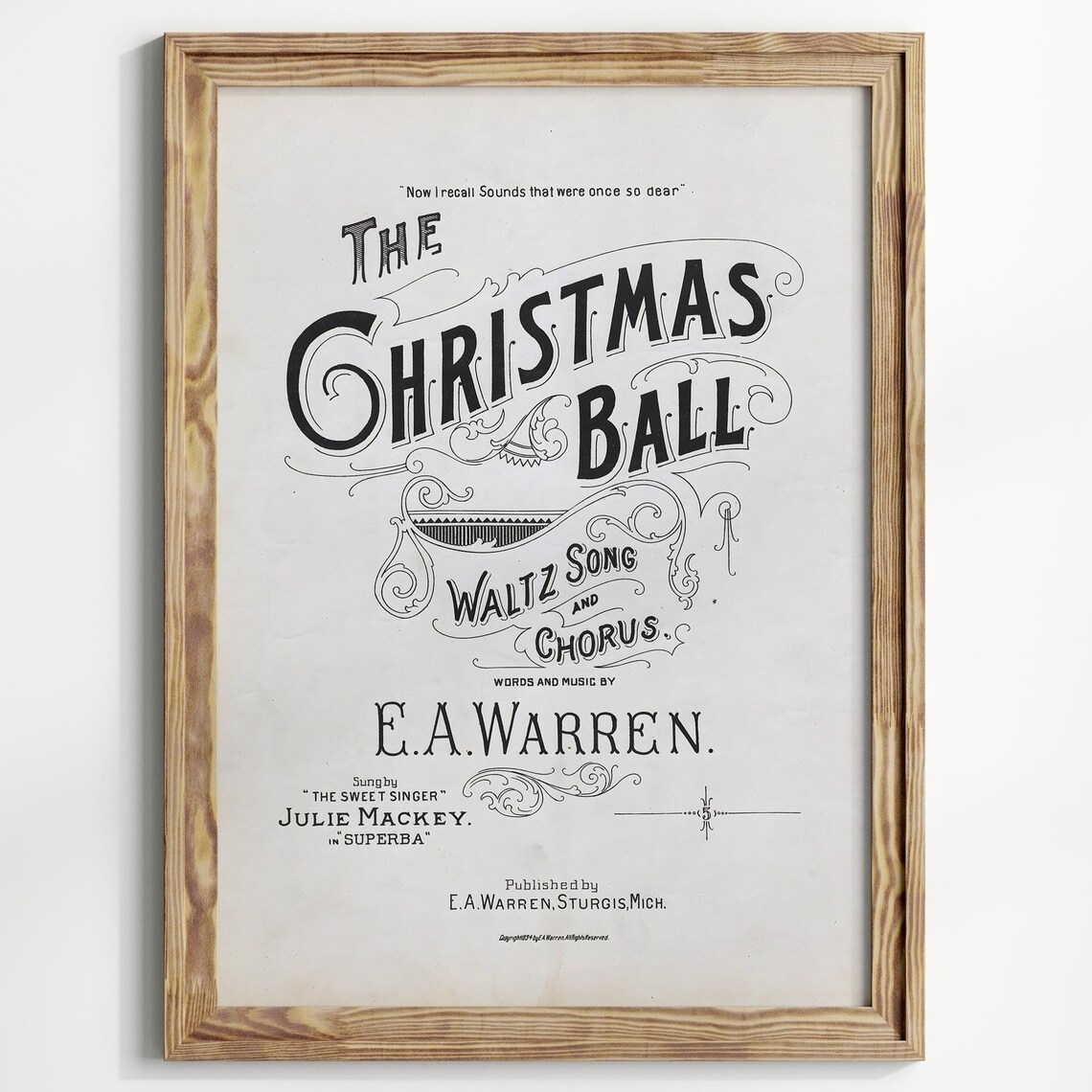 The Christmas Ball Vintage Sheet Music Cover Waltz Song Poster