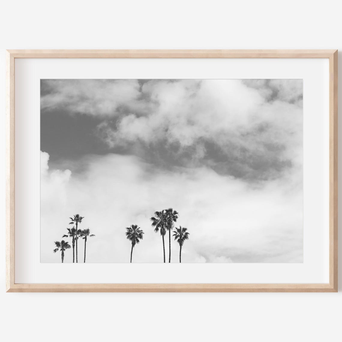 Black And White Palm Trees Dramatic Cloudy Sky Photography Print