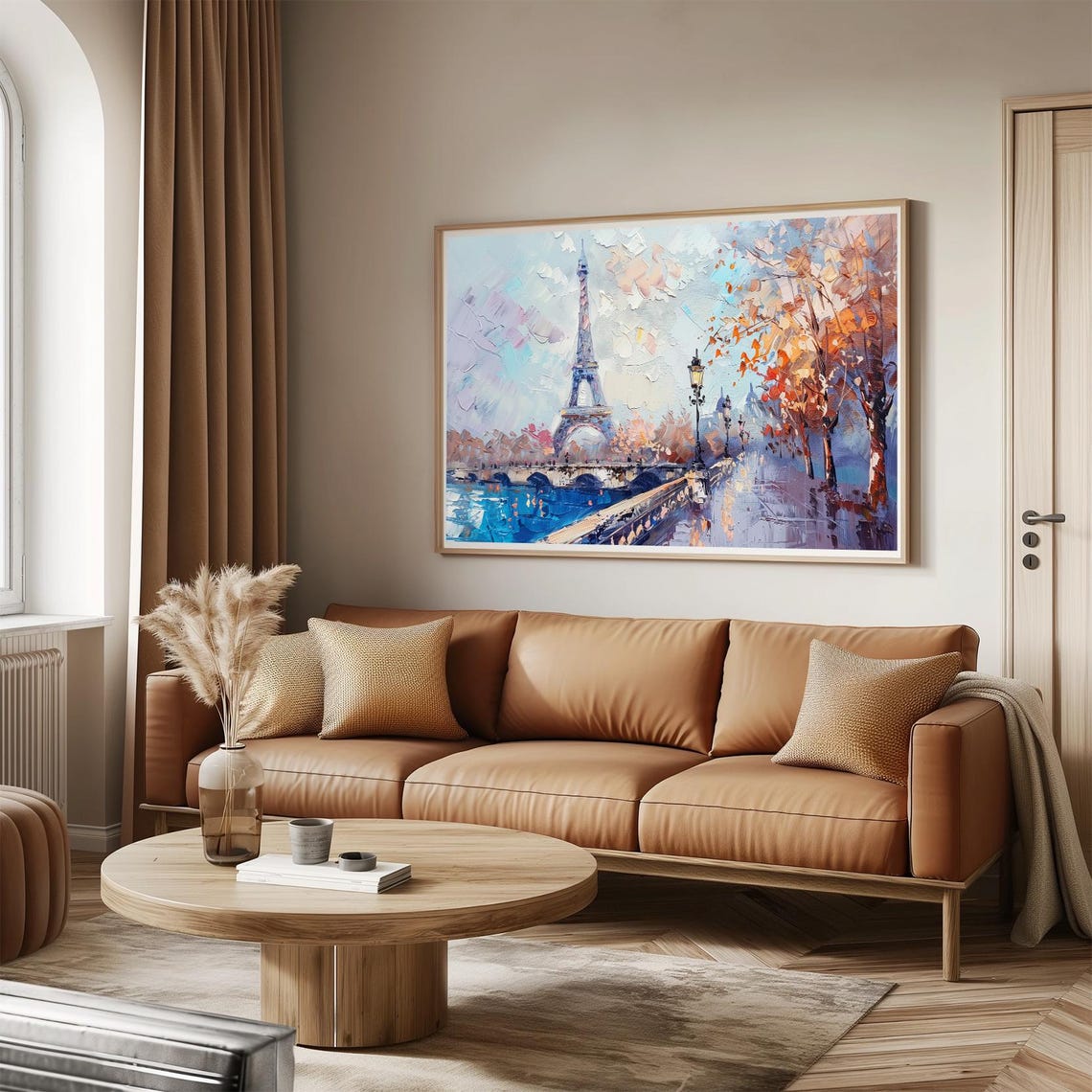 Paris Eiffel Tower Autumn Trees Seine Bridge Romantic Travel Poster - Image 3
