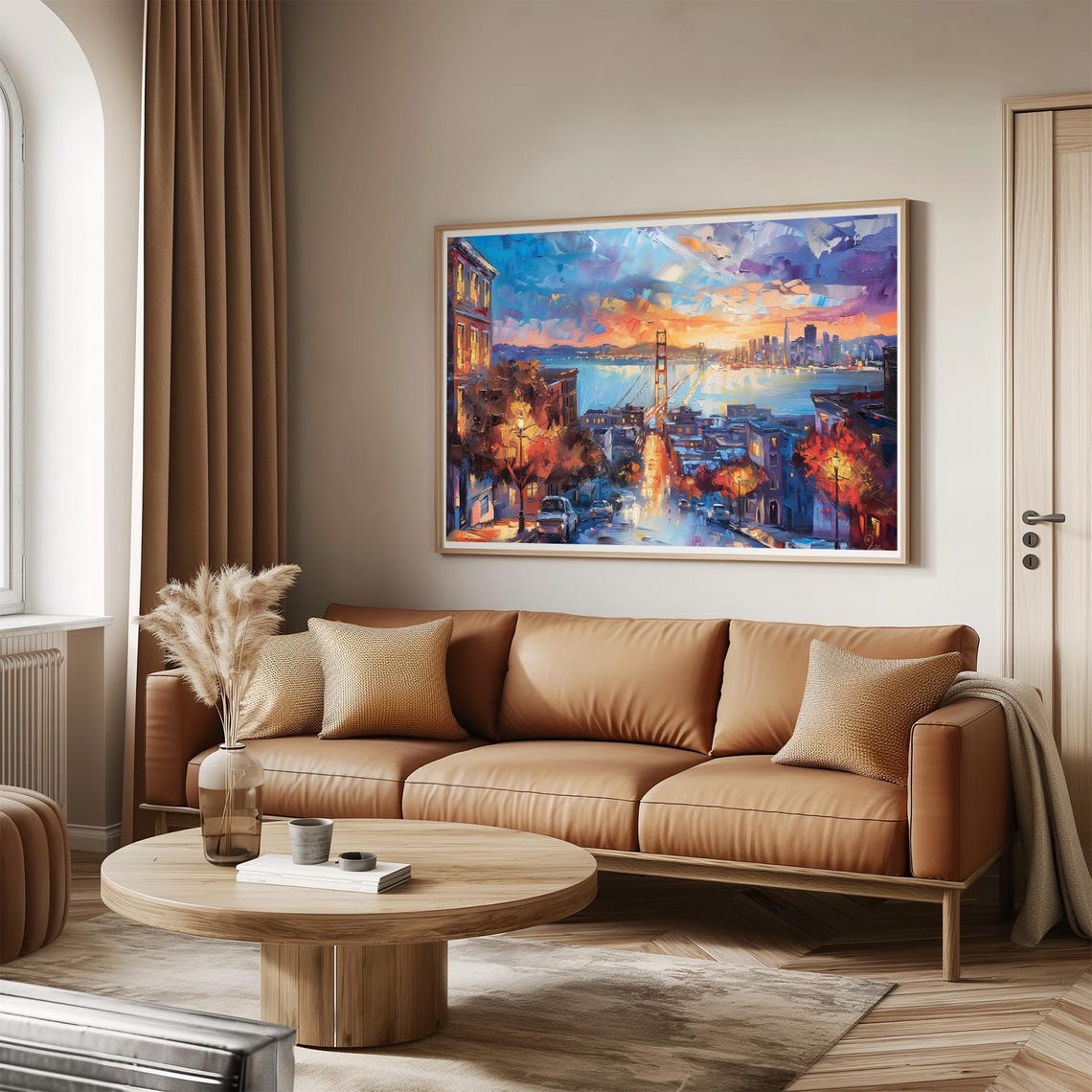 San Francisco Sunset Modern Abstract Painting Wall Art Print Frame Tv Art Tv - Image 3