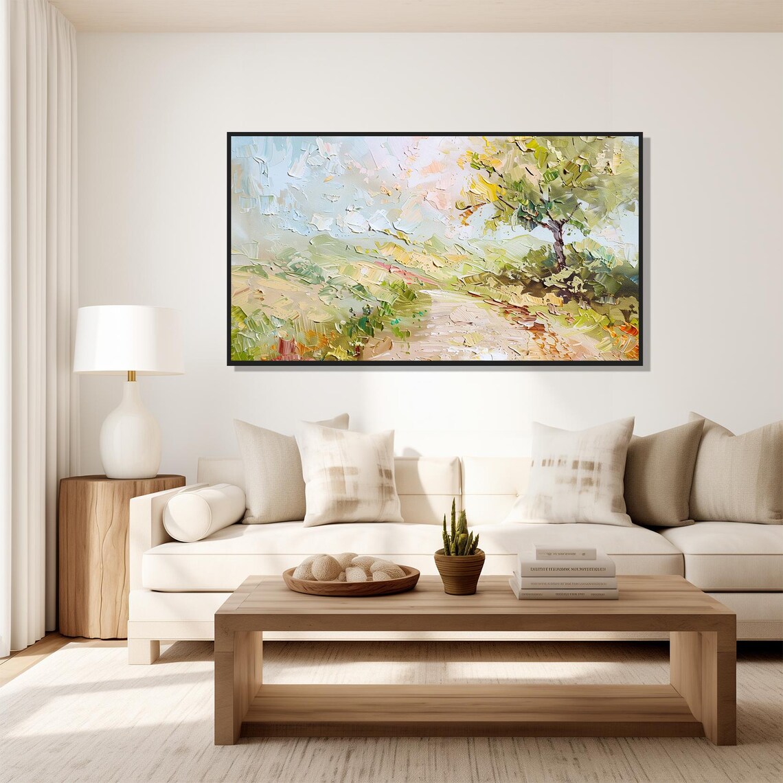 Green Prairie Path Country Meadow Impressionist Landscape Poster - Image 5