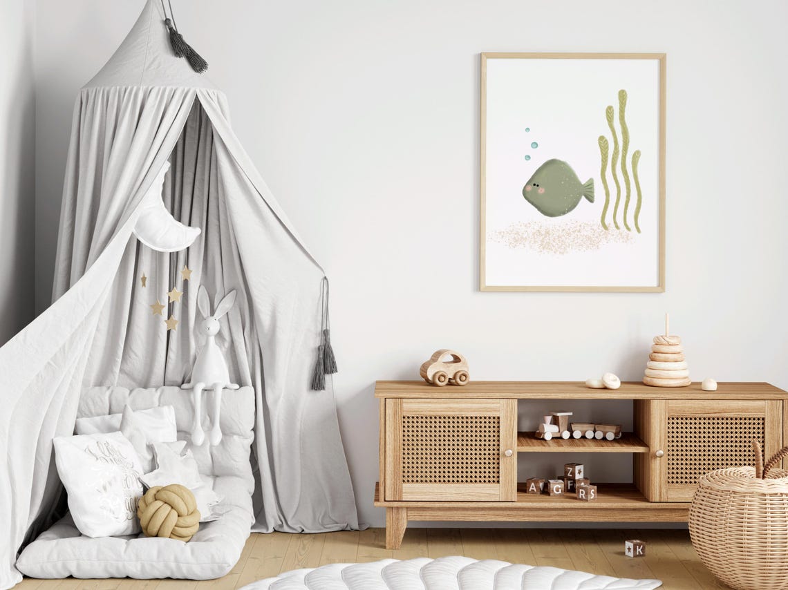 Fish Picture Nursery Print Sea Theme Ocean Deco Nautical Wall Art Beach Baby Room Artwork - Image 3