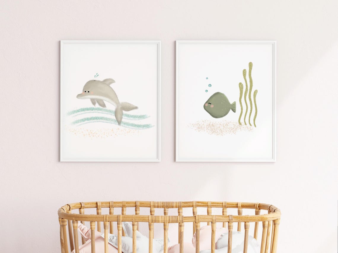 Ocean Dolphin Art Print, Nautical Nursery Decor - Image 2