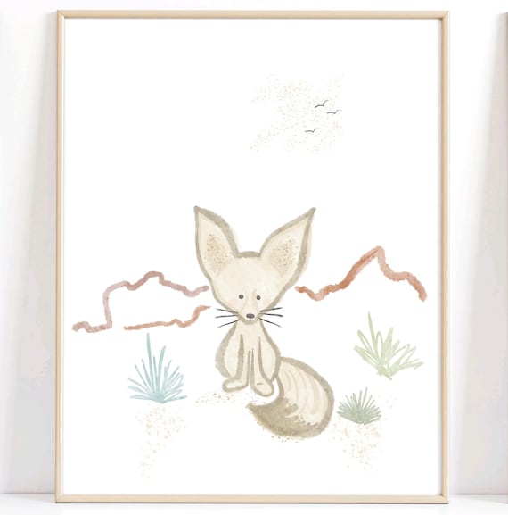 Desert Theme Nursery Fox Baby Room Art Print