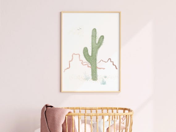 Cactus Theme Nursery Print Desert Wall Art Baby Room Artwork Boho