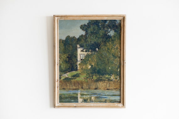 Italian Landscape Oil Painting, Cottage Core Countryside