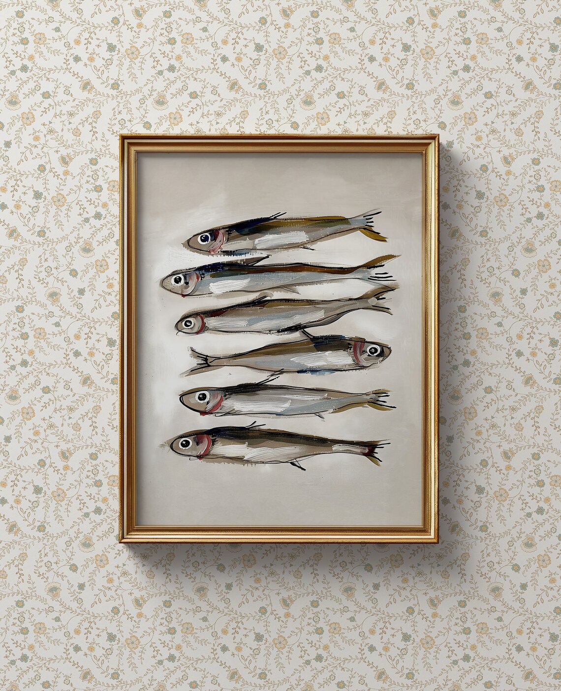 Sardines Oil Painting Still Life, Cottage Core Decor - Image 2