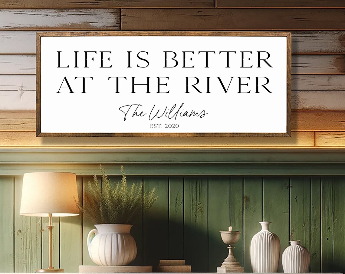 Life Is Better at the River, Personalized Cabin Art Print