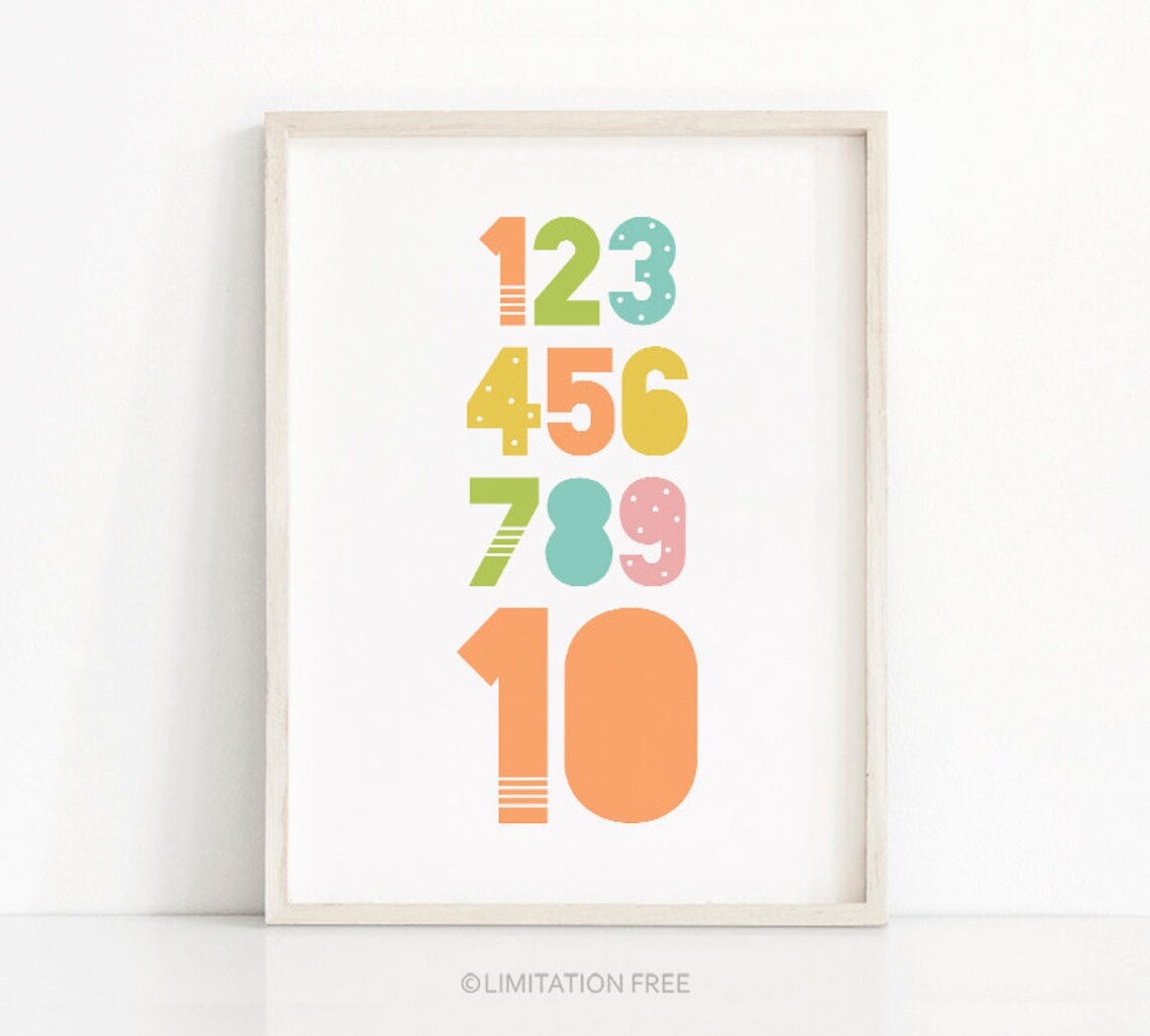 Numbers Kids Art Print, Playroom and Nursery Decor