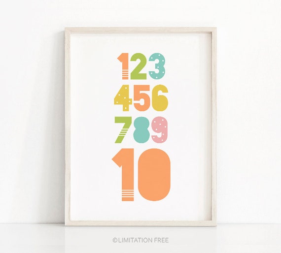 Numbers Kids Art Print, Playroom and Nursery Decor