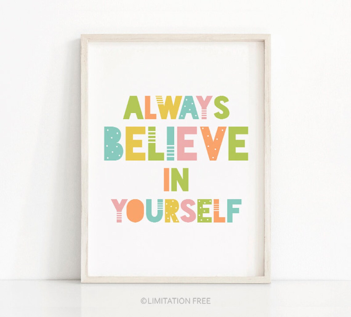 Kids Pastel Nursery Affirmation Art Print, Playroom Decor