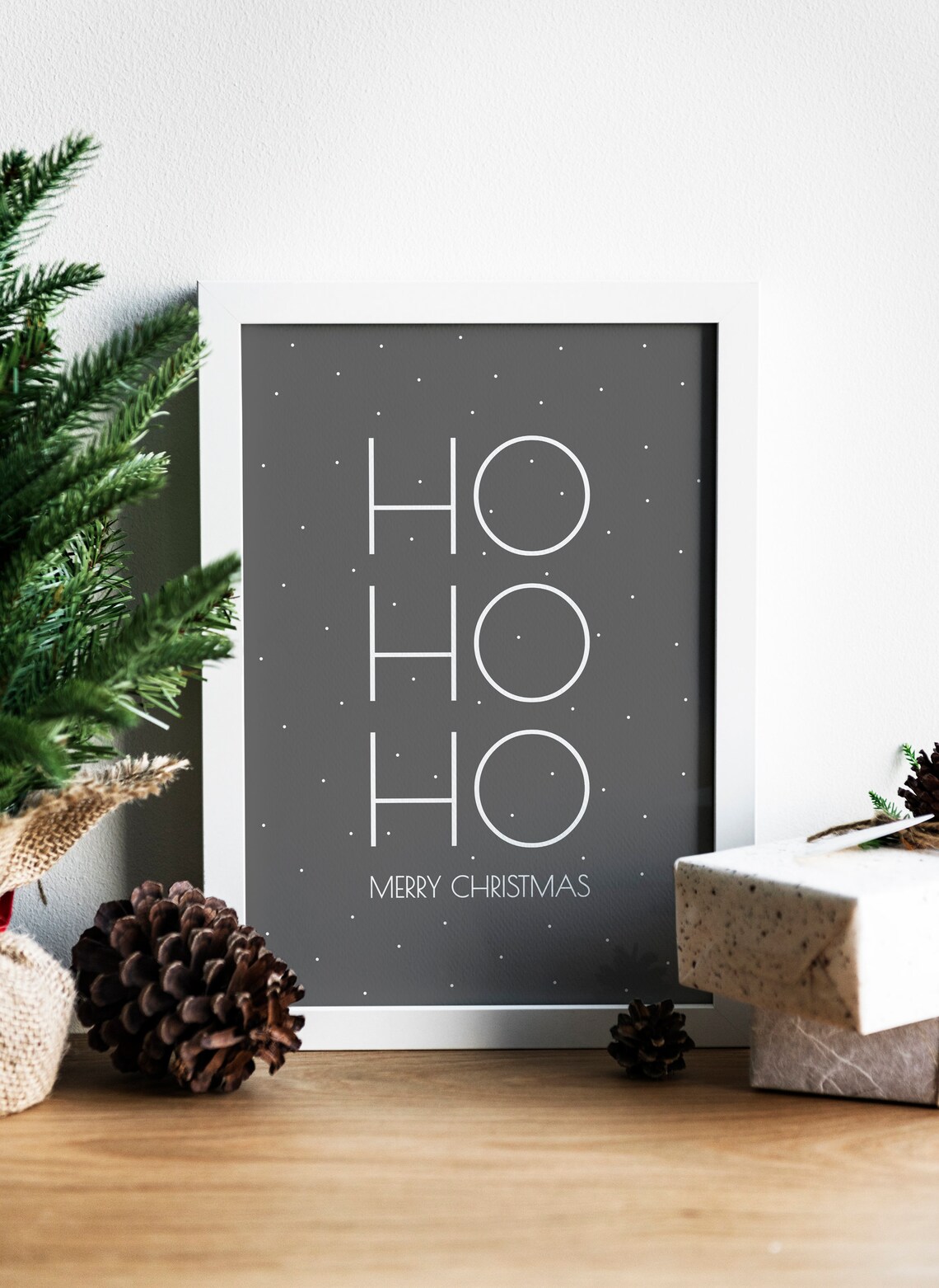 Instant Christmas Holiday Art Print, Grey Decor - Image 4