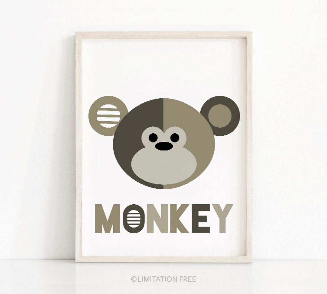 Monkey Kids Jungle Nursery Decor Wall Art Print - Image 4