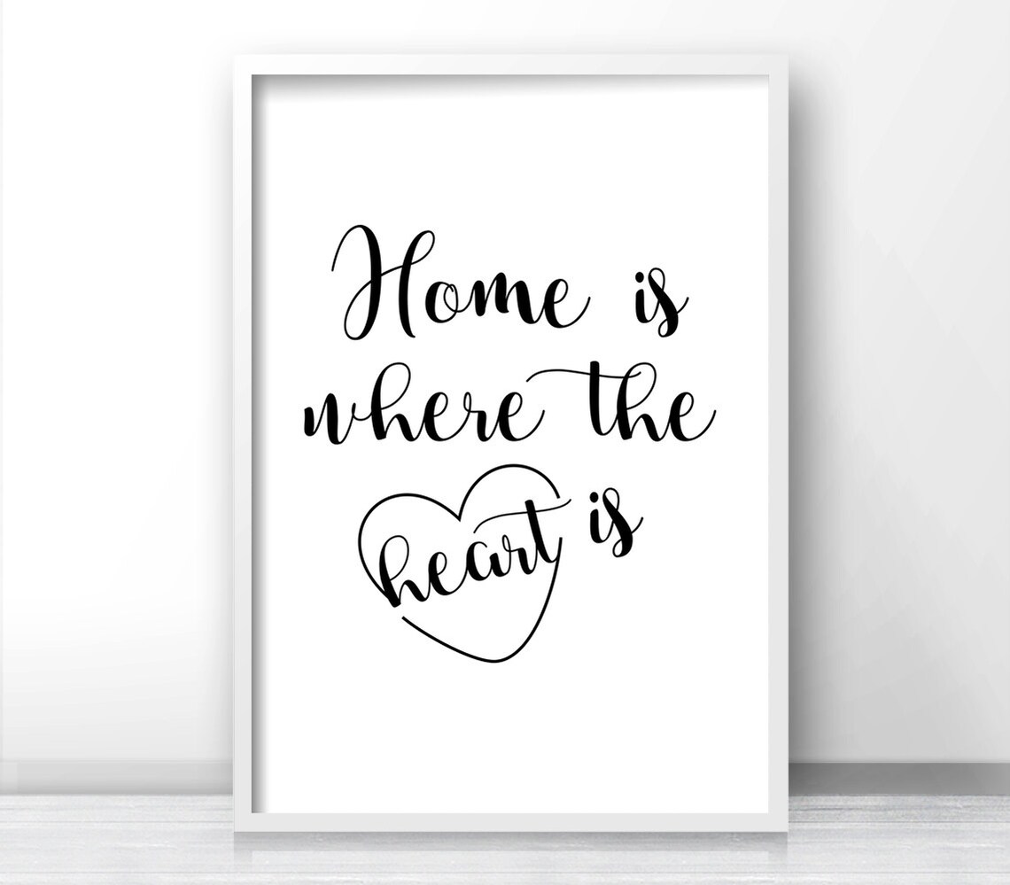 Home Is Where The Heart Is Calligraphy Heart Quote Minimalist Art Poster - Image 4