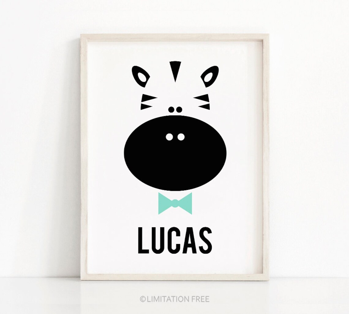 Name Nursery Print, Personalized Kids Room Art