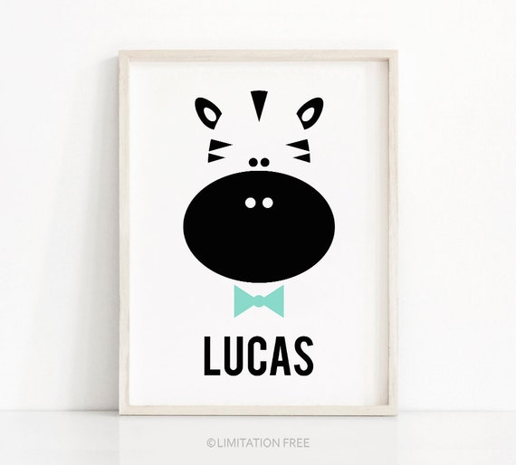 Name Nursery Print, Personalized Kids Room Art