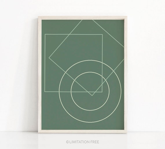 Geometric Art Print Wall Art Art Geometric Print Green Wall Art Instant Dark Green Print