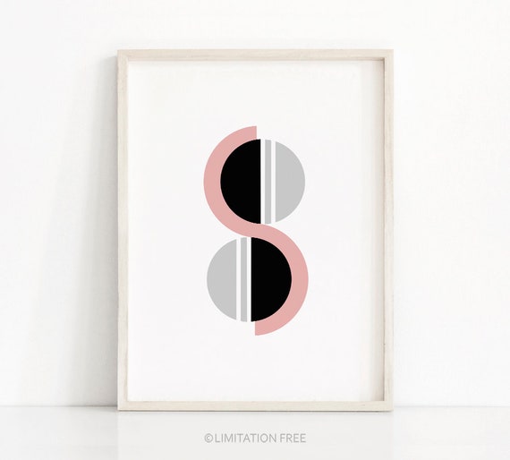 Abstract Art Print Pink Gray And Black Geometric Wall Art Abstract Print Instant Geometric Wall Print Abstract Art