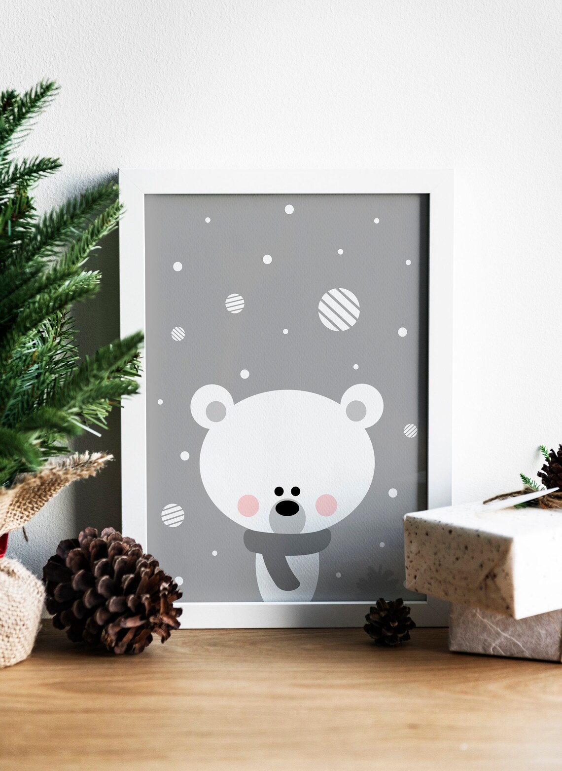 Polar Bear Christmas Decor Art Print, Holiday Print - Image 2