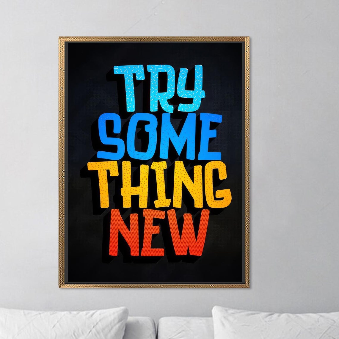 Try Something New Bold Colorful Typography Motivational Wall Poster
