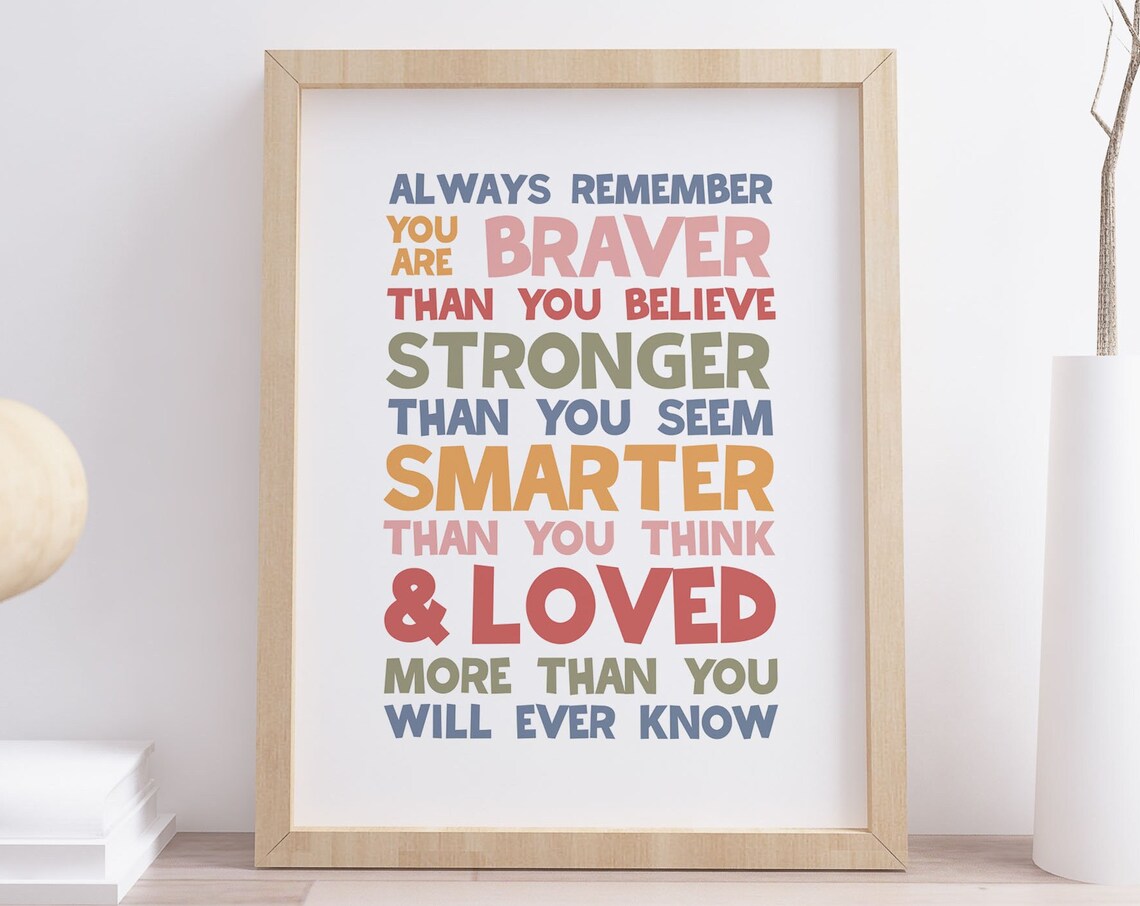 Always Remember You Are Braver Stronger Smarter Loved Kids Poster