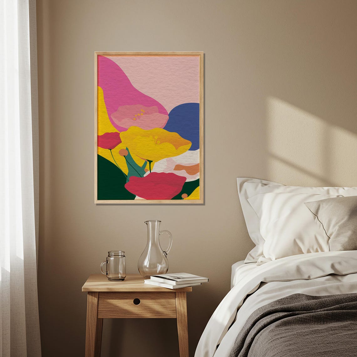 Bold Oversized Poppy Flowers Colorful Modern Abstract Floral Poster