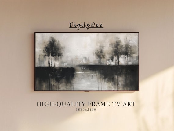Sombre Black Trees Abstract Minimalist Art Print