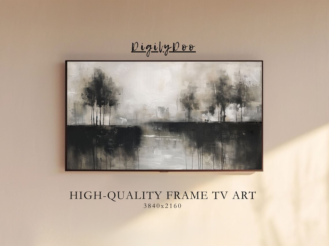 Sombre Black Trees Abstract Minimalist Art Print