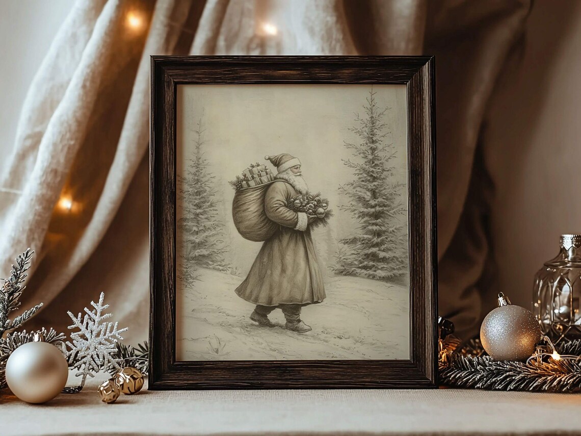 Vintage Santa Claus Christmas Holiday Art Print - Image 2
