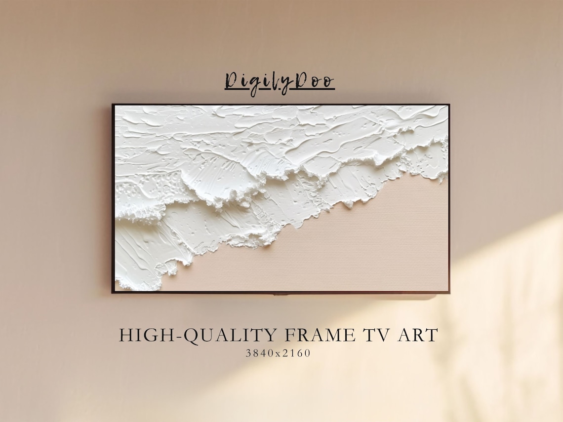 White Textured Sea Waves Beige Neutral Beach Minimalist Poster