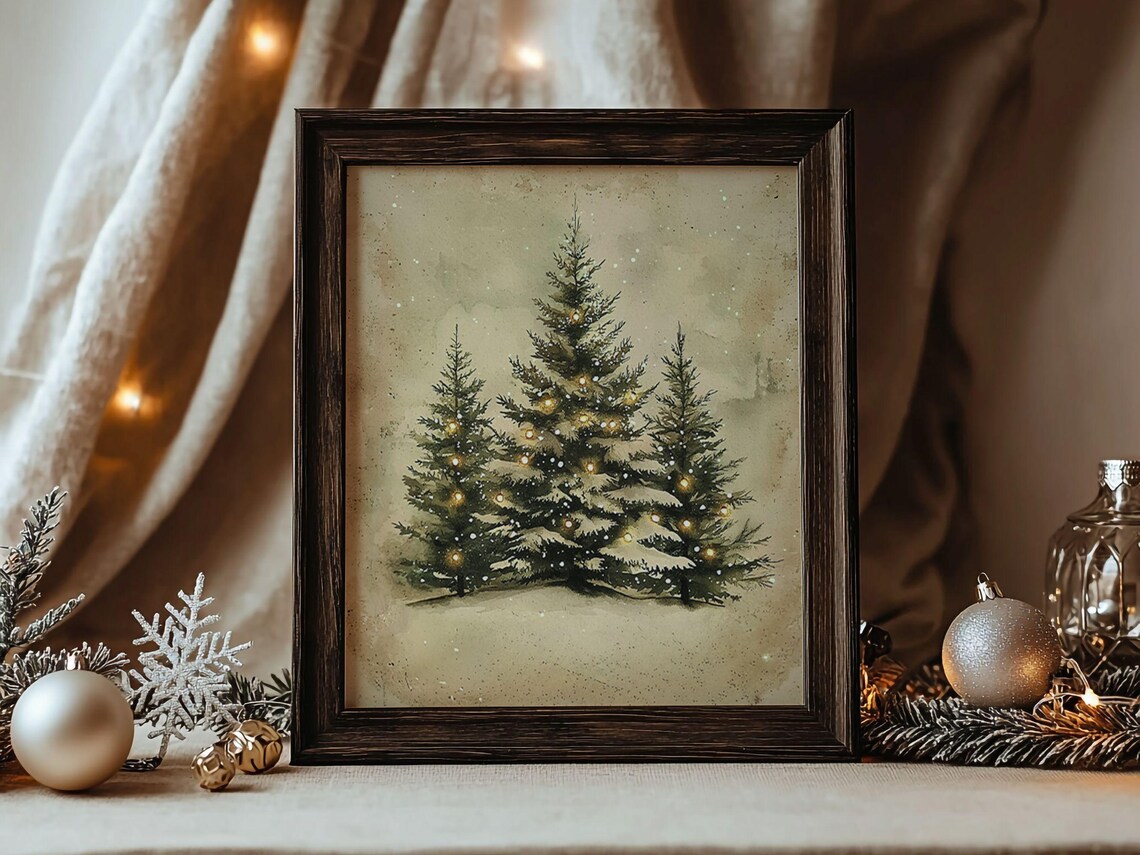 Christmas Pine Trees, Winter Holiday Art Print - Image 2
