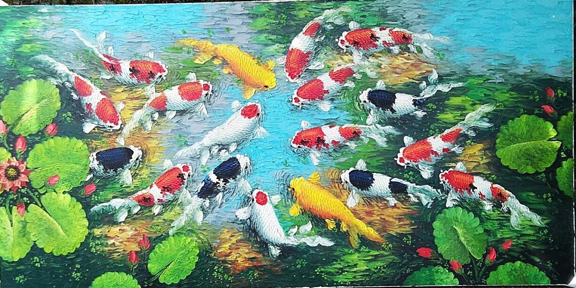 Realistic Handmade Koi Fish Painting - Image 3