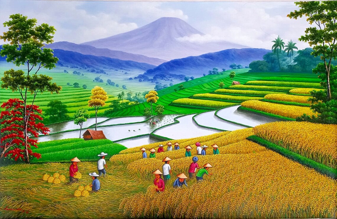 Terrace Landscape, Natural Scenery Art Print