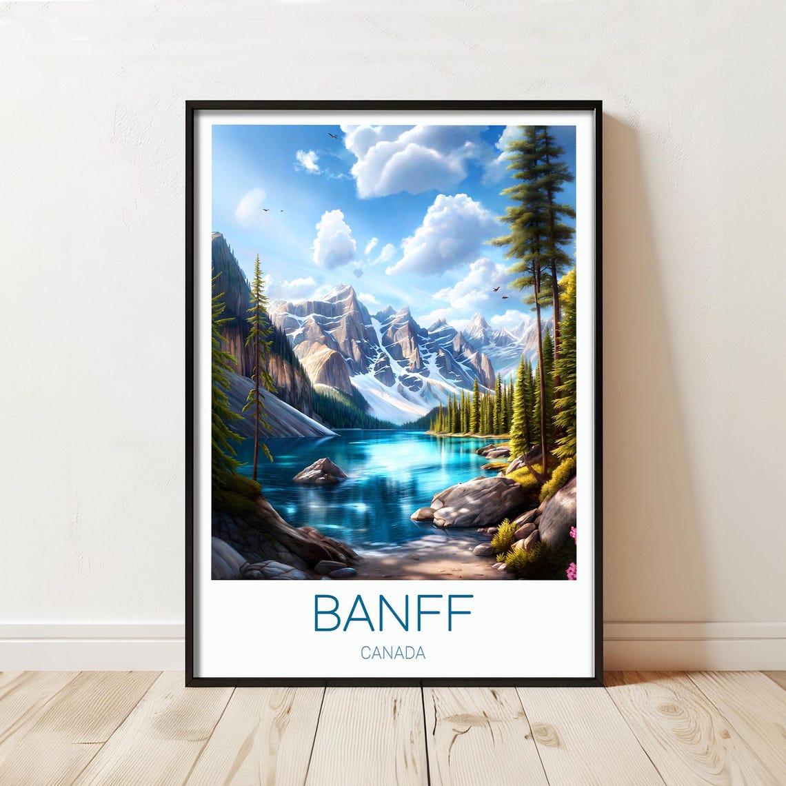 Banff Canada Alpine Lake Mountain Landscape Travel Poster Summer View