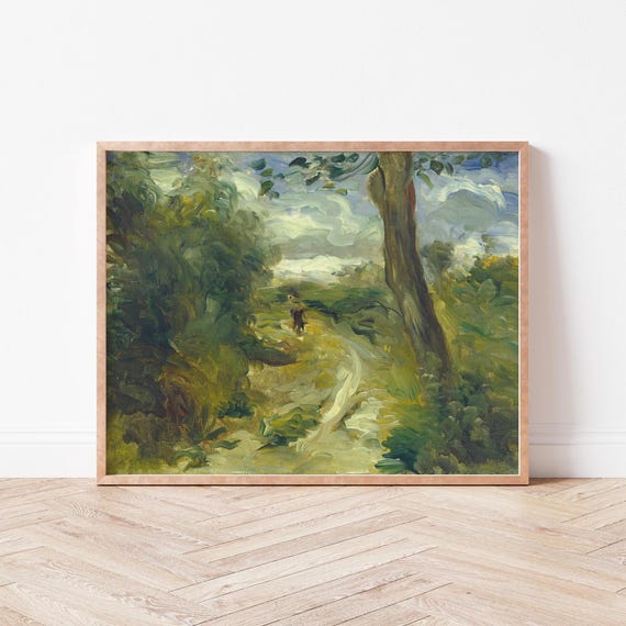 Green Woods Landscape Art Print Renoir Impressionist Decor Wild Violets Prints La0017