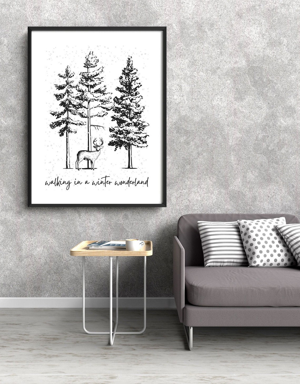 Walking in a Winter Wonderland Deer Pines Art Wall Decor Poster - Image 4