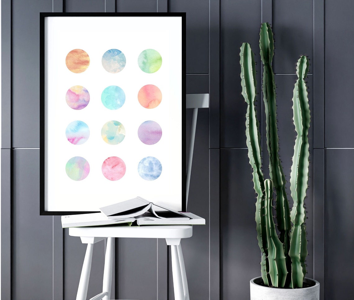 Pastel Watercolor Circles Minimalist Geometric Abstract Poster - Image 2