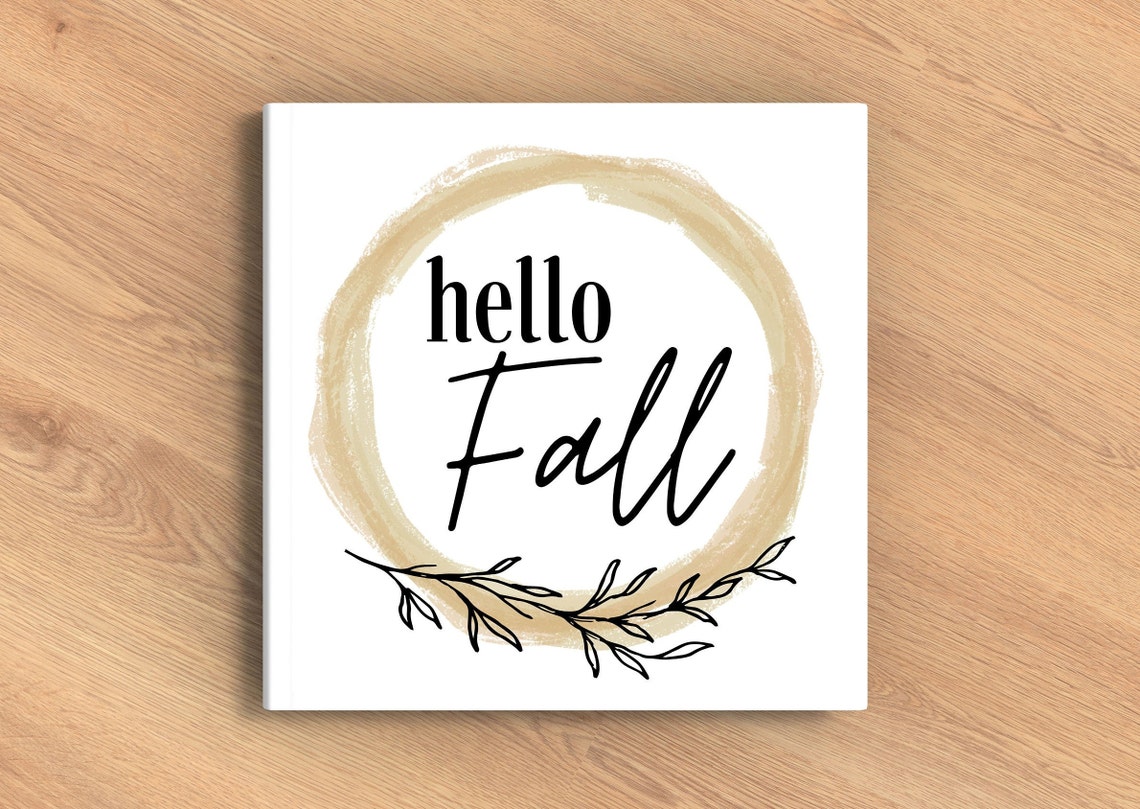 Hello Fall Watercolor Wreath Botanical Script Art Wall Decor Poster - Image 2