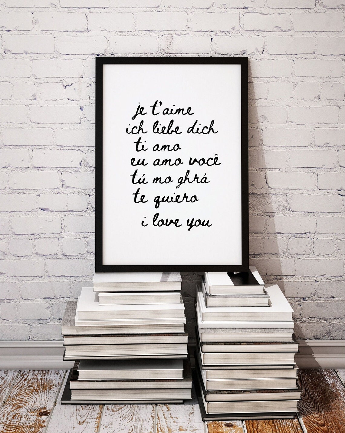 I Love You in Seven Languages Romantic Script Typography Poster - Image 2