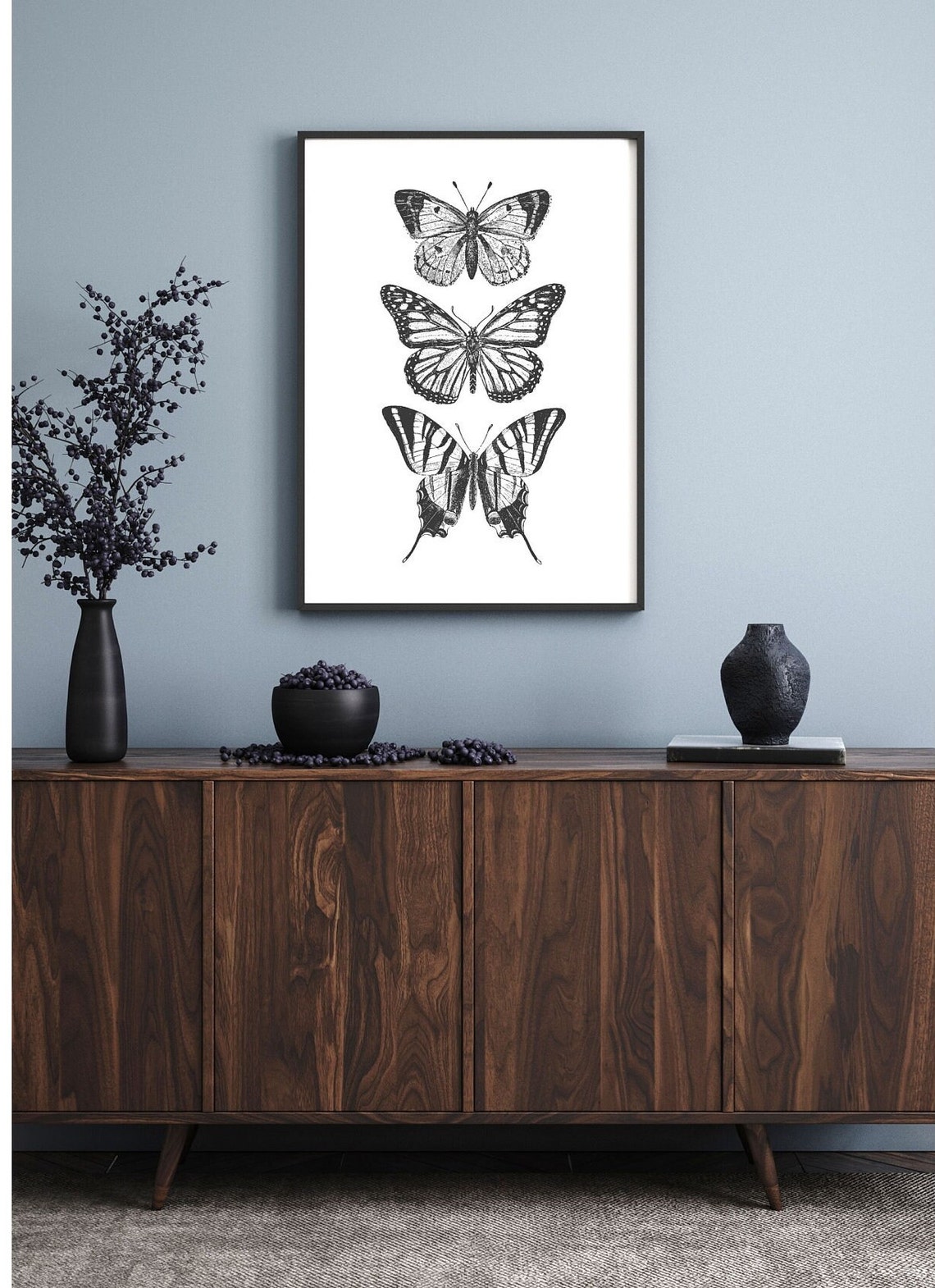 Three Butterfly Engraving Illustrations Vintage Entomology Poster - Image 5