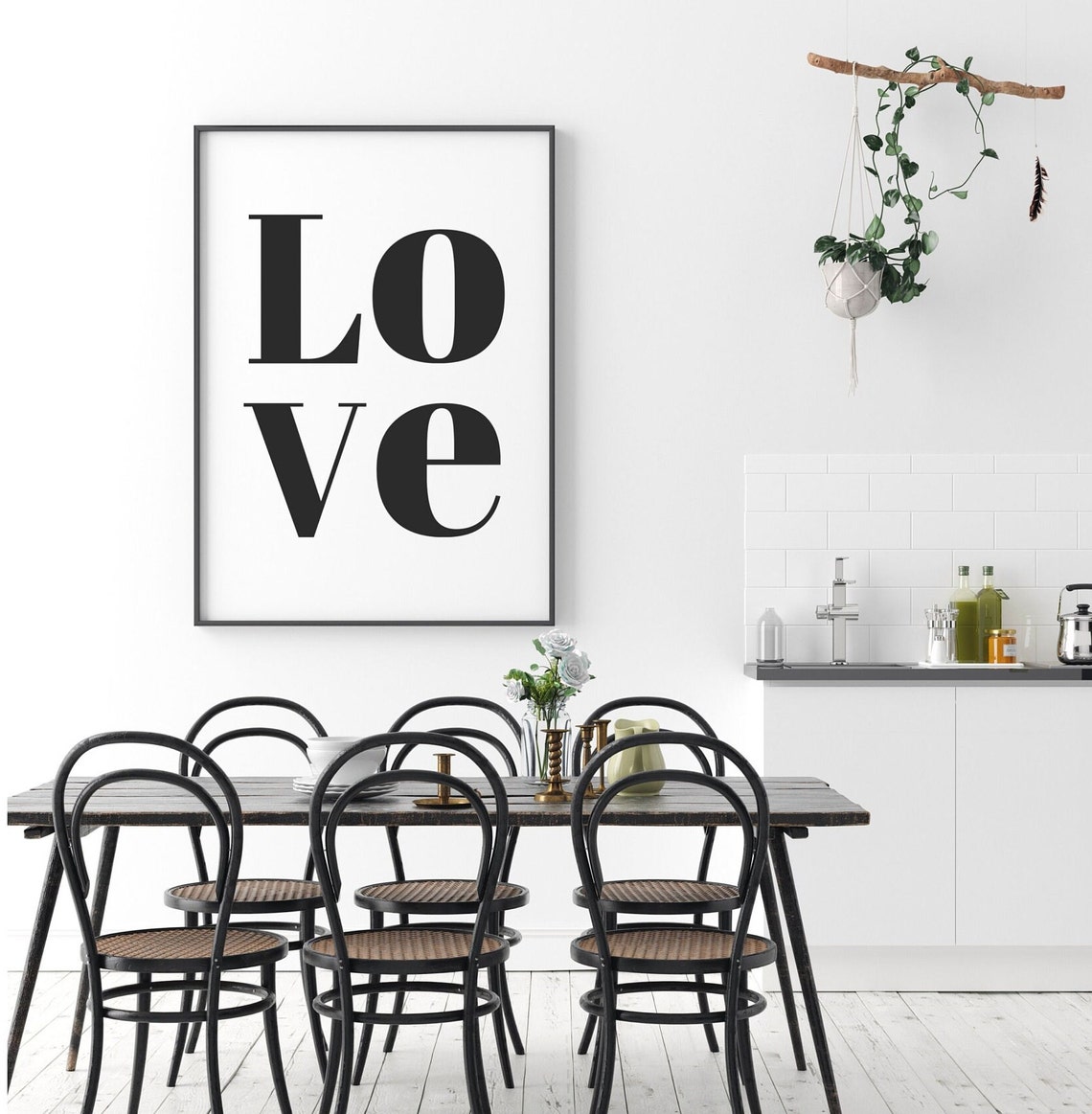 Love Typography Bold Black White Minimal Word Art Wall Decor Poster - Image 4