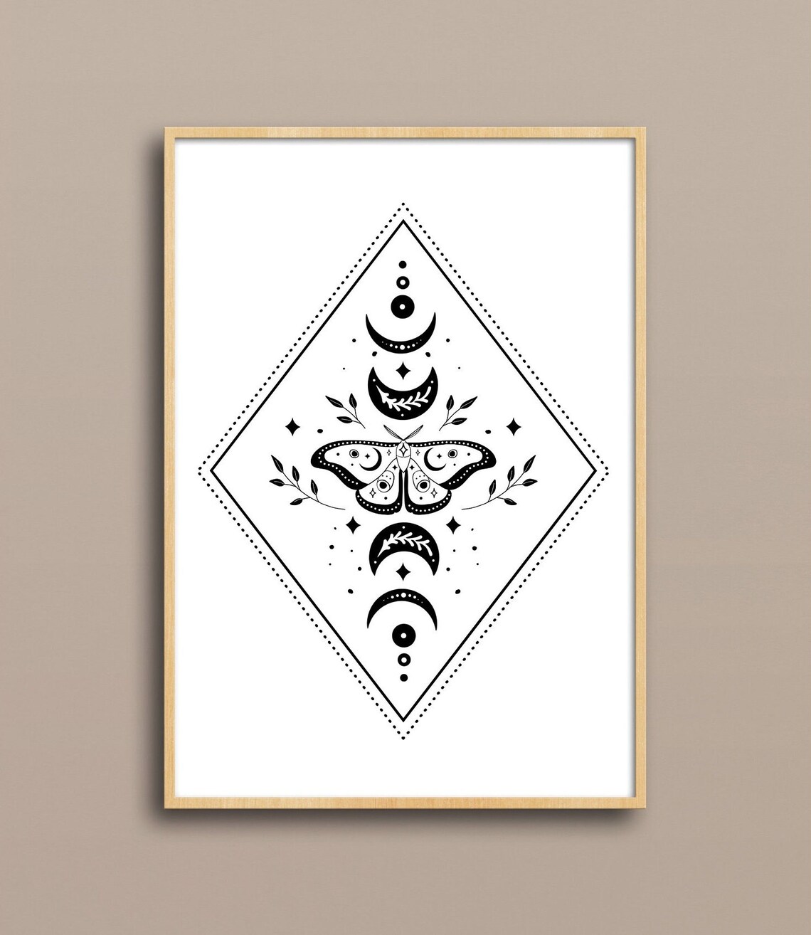 Celestial Mystic Moon Phase Stars Butterfly Print - Image 5