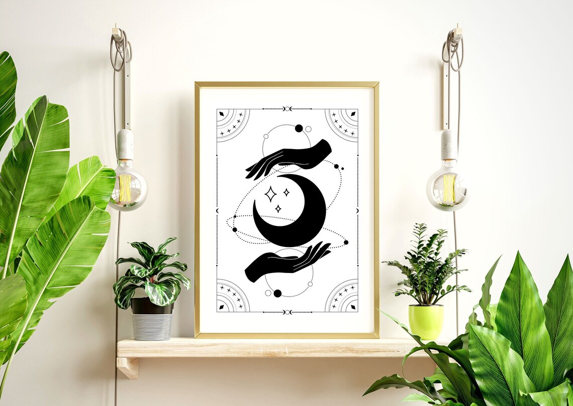 Celestial Mystic Moon Stars Zodiac Art Print - Image 2