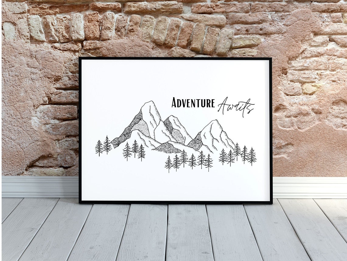 Adventure Awaits Mountain Line Art Hiking Decor Wall Decor Poster - Image 4