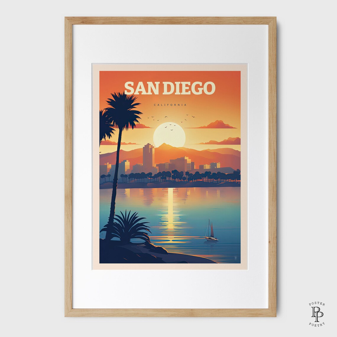 San Diego California Travel Poster, Coastal Decor - Image 4