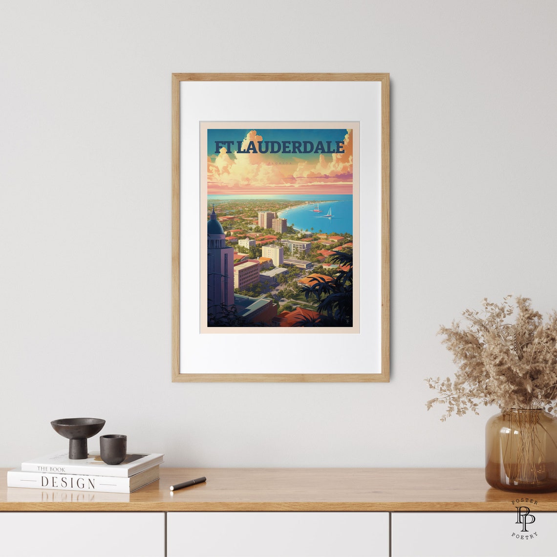 Fort Lauderdale Florida Beach Aerial Coastline Sunset City View Poster - Image 3