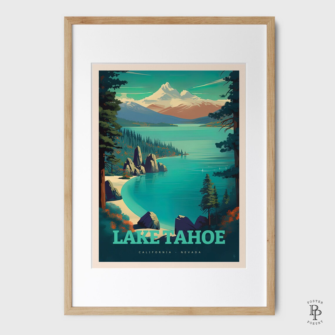 Lake Tahoe Travel Poster, Lake and Mountain View - Image 4