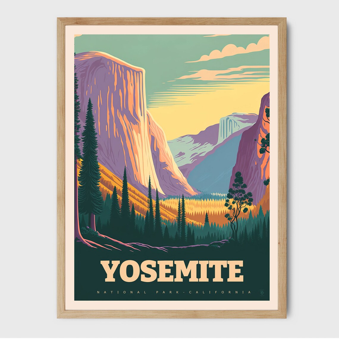 Yosemite National Park California El Capitan Valley Watercolor Poster