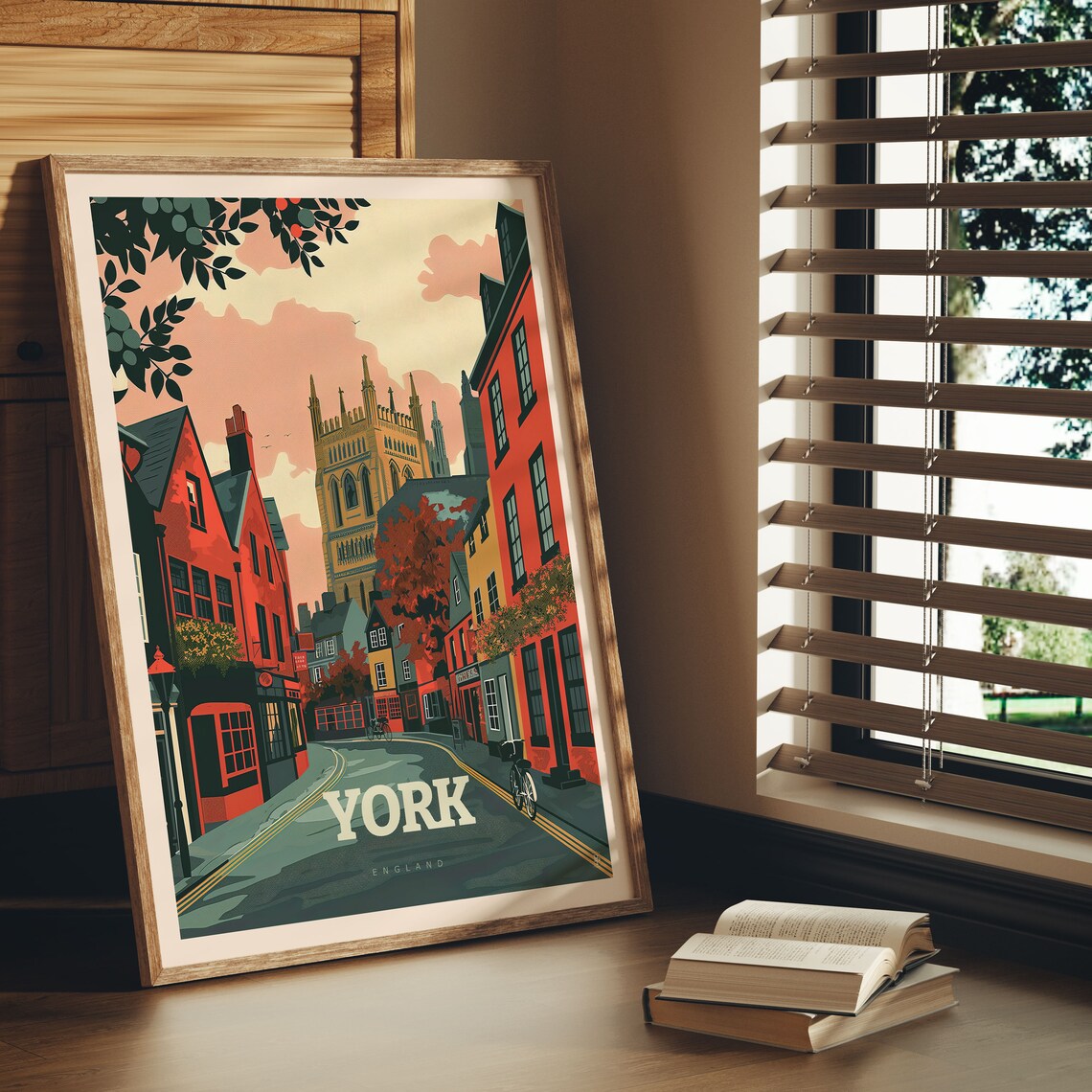 York England Historic Old Street Minster Tower Vintage Travel Poster - Image 3