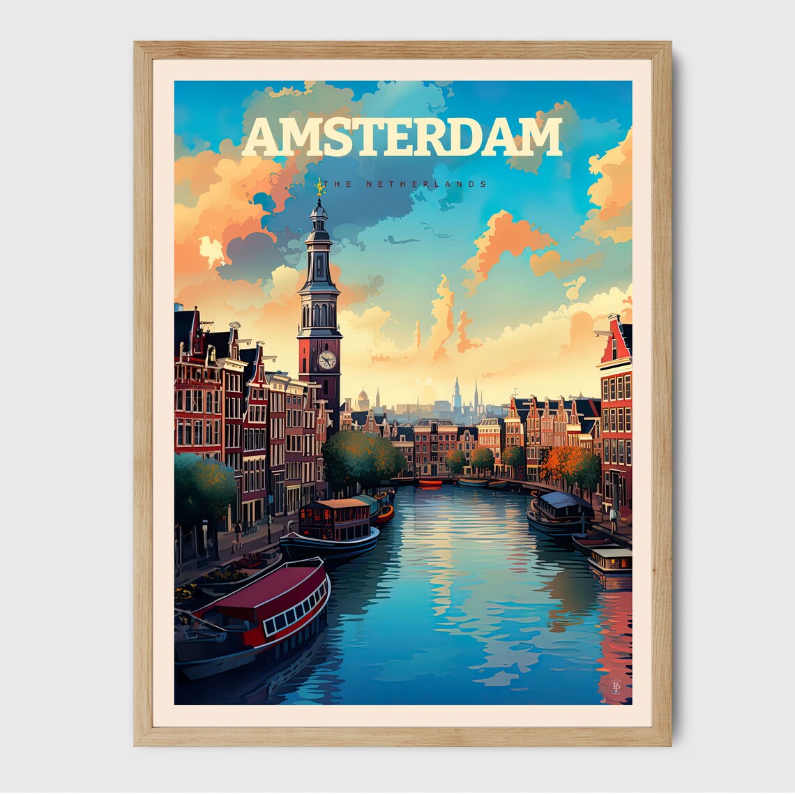 Amsterdam Vintage Travel Poster Print, Netherlands